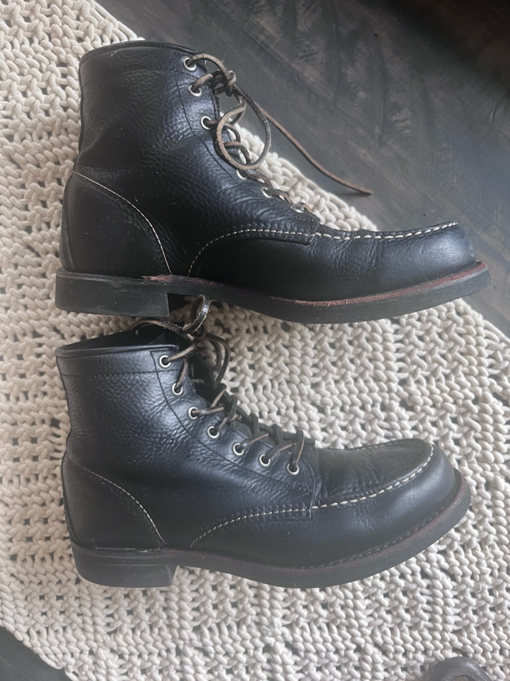 Frye Black Leather Arkansas Moc Toe Boots Size 9 Like New